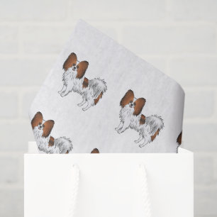 Red Sable Papillon Cute Cartoon Dog Pattern Tissue Paper