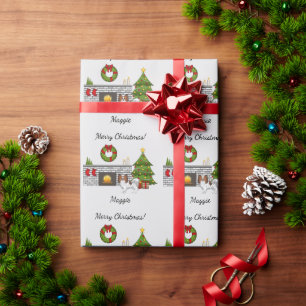 Red Sable Papillon Dog In A Christmas Room Wrapping Paper