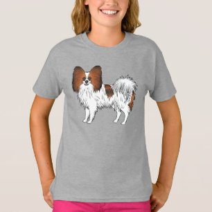 Red Sable Papillon Happy And Cute Cartoon Dog T-Shirt