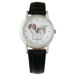 Red Sable Phalène Dog Personalised Text Like Name Watch