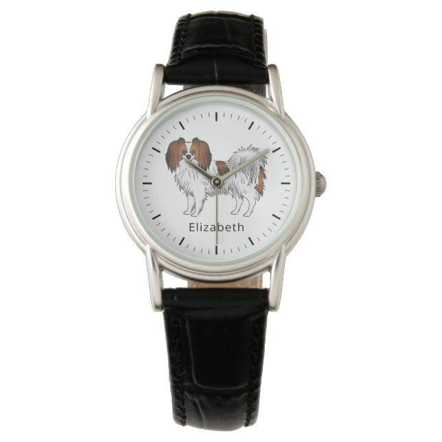 Red Sable Phalène Dog Personalised Text Like Name Watch (Front)