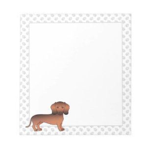 Red Sable Short Hair Dachshund Cartoon Dog & Paws Notepad