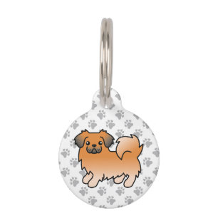 Red Sable Tibetan Spaniel Cartoon Dog & Pet's Info Pet Tag