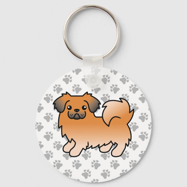 Red Sable Tibetan Spaniel Cute Cartoon Dog Key Ring (Front)