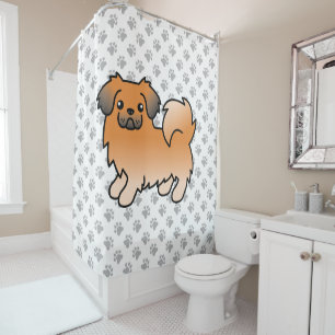 Red Sable Tibetan Spaniel Cute Cartoon Dog Shower Curtain
