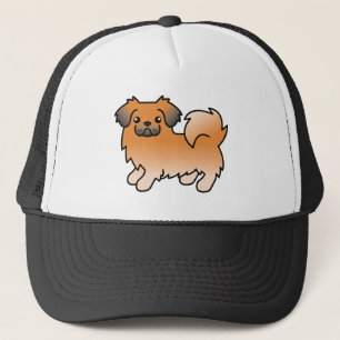 Red Sable Tibetan Spaniel Cute Cartoon Dog Trucker Hat