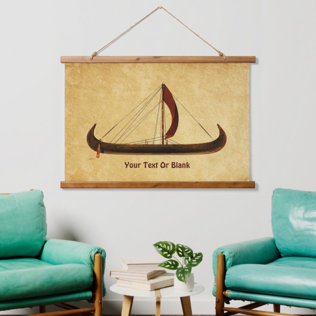 Red Sail Viking Ship Hanging Tapestry (Living Room)