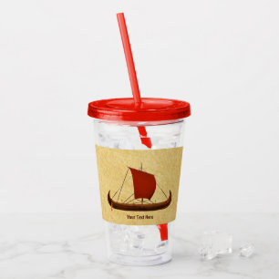 Red Sail Viking Ship II Acrylic Tumbler