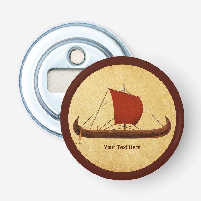Red Sail Viking Ship II Bottle Opener (Front)