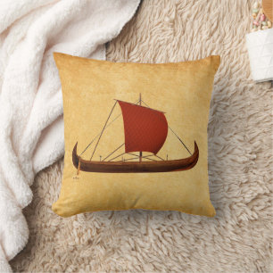 Red Sail Viking Ship II Cushion
