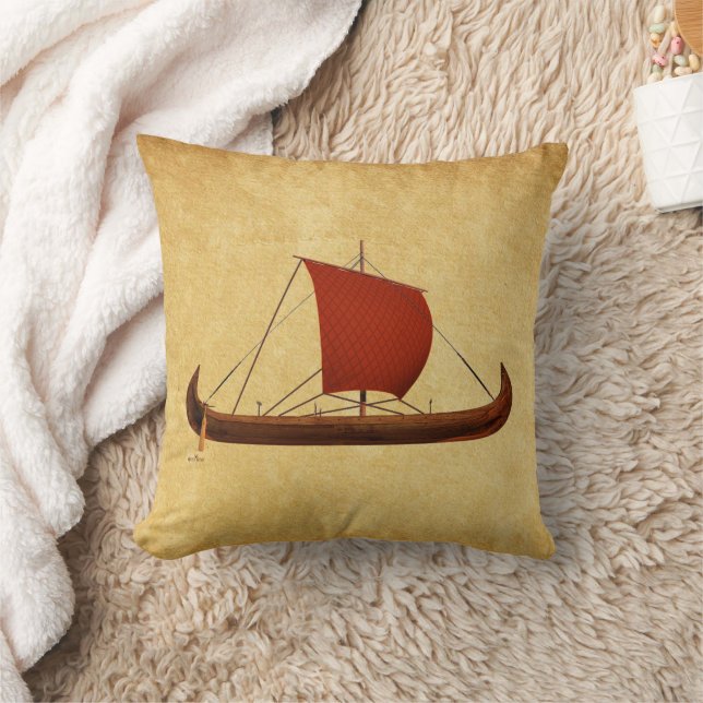 Red Sail Viking Ship II Cushion (Blanket)