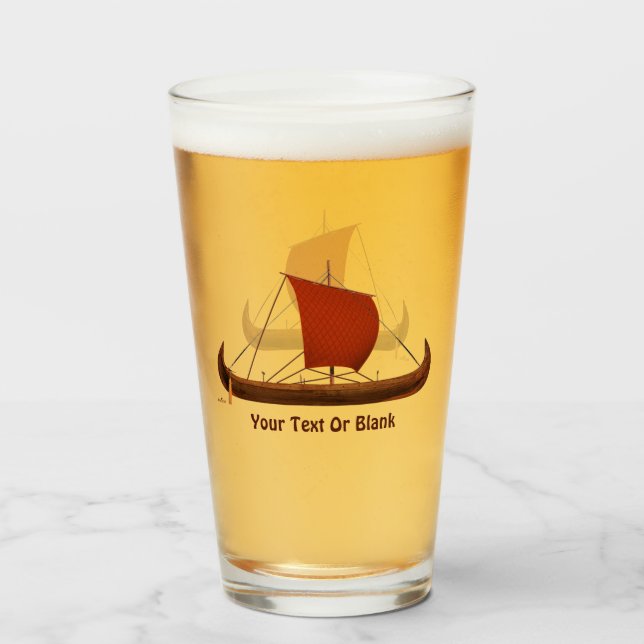 Red Sail Viking Ship II Glass (Front Filled)