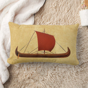 Red Sail Viking Ship II Lumbar Cushion