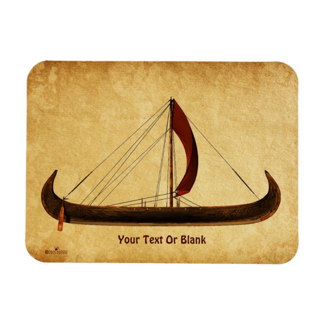 Red Sail Viking Ship Magnet (Horizontal)