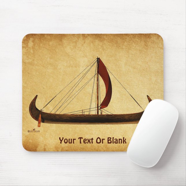 Red Sail Viking Ship Mouse Pad (With Mouse)