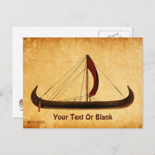Red Sail Viking Ship Postcard