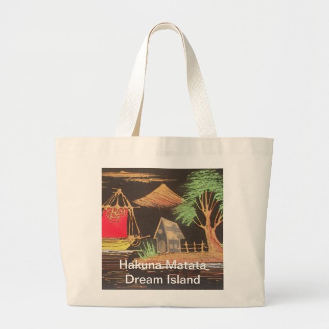 Red Sailboat Landscape Oil Painting Art Print Large Tote Bag (Front)