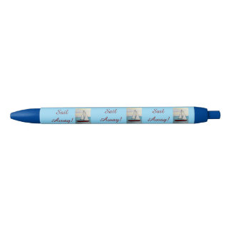 Red Sailboat Sail Away Blue Ink Pen