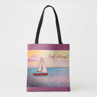 Red Sailboat Sail Away! Tote Bag