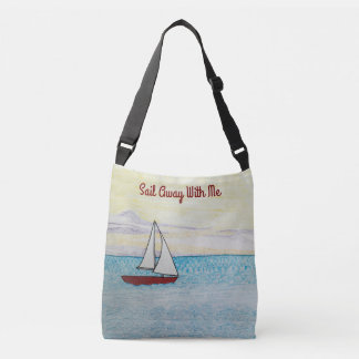 Red Sailboat Sail Away With Me Crossbody Bag