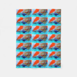red-sailed schooner fleece blanket