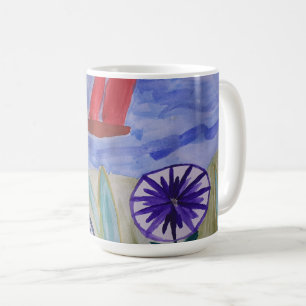 Red Sails & Flowers Coffee Mug