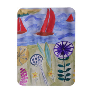 Red Sails & Flowers Flexible Magnet
