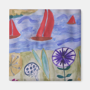 Red Sails & Flowers Magnet