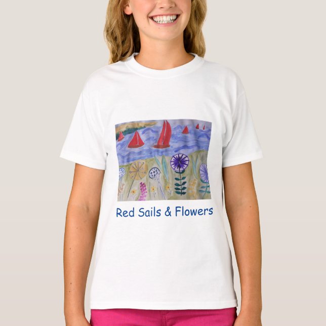 Red Sails & Flowers  T-Shirt (Front)