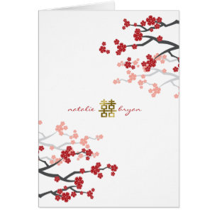 Red Sakura Gold Double Happiness Chinese Wedding