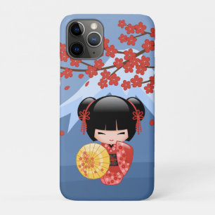 Red Sakura Kokeshi Doll - Cute Geisha Girl Case-Mate iPhone Case