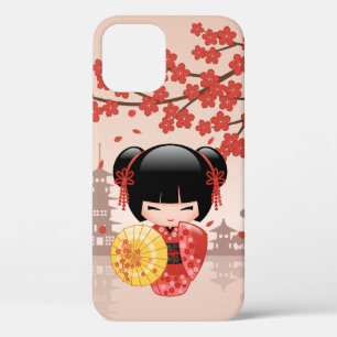 Red Sakura Kokeshi Doll - Japanese Geisha iPhone 12 Pro Case