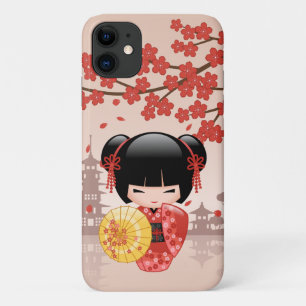 Red Sakura Kokeshi Doll - Japanese Geisha Case-Mate iPhone Case