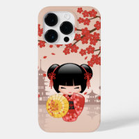 Red Sakura Kokeshi Doll - Japanese Geisha
