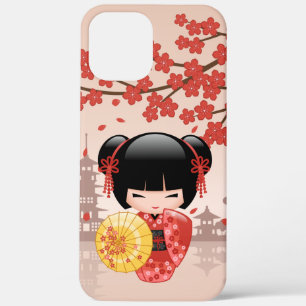 Red Sakura Kokeshi Doll - Japanese Geisha iPhone 12 Pro Max Case