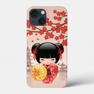 Red Sakura Kokeshi Doll - Japanese Geisha iPhone 13 Mini Case