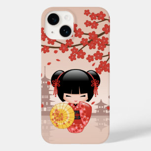 Red Sakura Kokeshi Doll - Japanese Geisha Case-Mate iPhone 14 Case