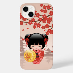Red Sakura Kokeshi Doll - Japanese Geisha Case-Mate iPhone 14 Plus Case