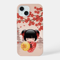 Red Sakura Kokeshi Doll - Japanese Geisha