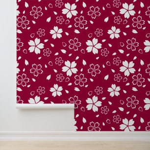 Red Sakura Pattern Wallpaper