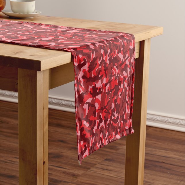Red Salmon Camouflage   Long Table Runner (In Situ)