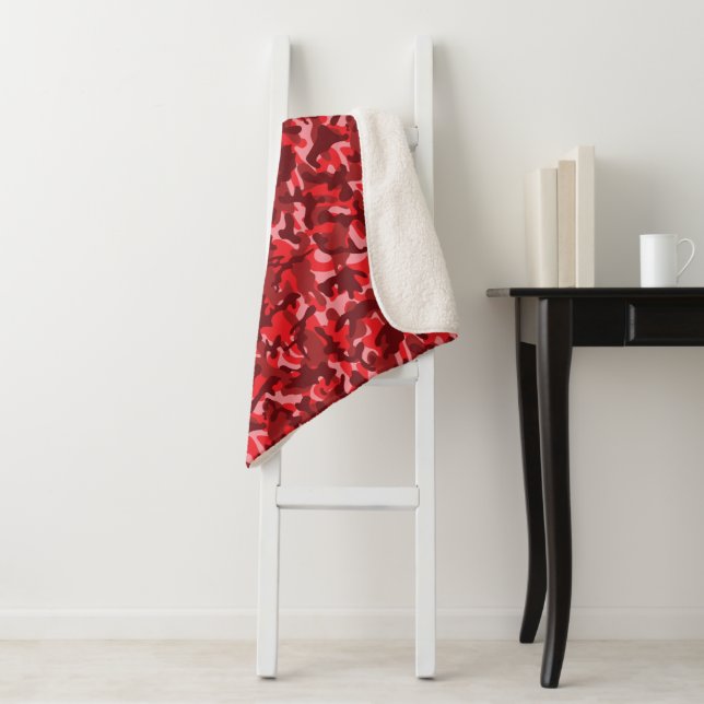 Red Salmon Camouflage  Sherpa Blanket (In Situ)