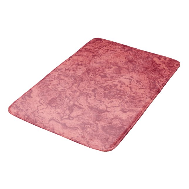 Red Salmon Marble abstract Bath Mat (Angled)