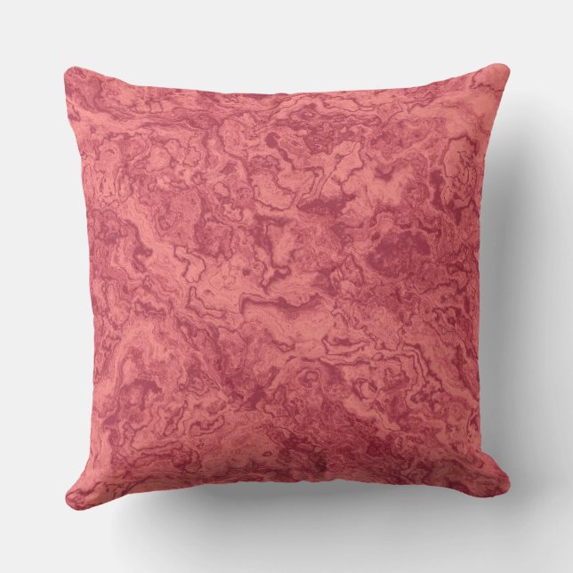 Red Salmon Marble abstract Cushion (Back)