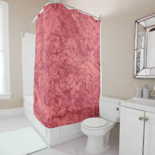 Red Salmon Marble abstract Shower Curtain