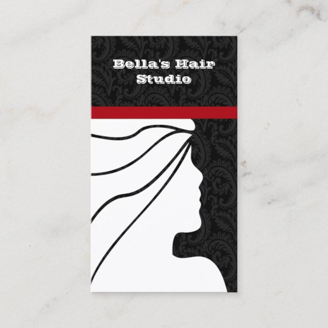 red Salon business cards with appointment on back (Front)