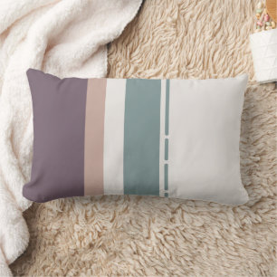 Red sand and Green Pastel Stripe Lumbar Cushion