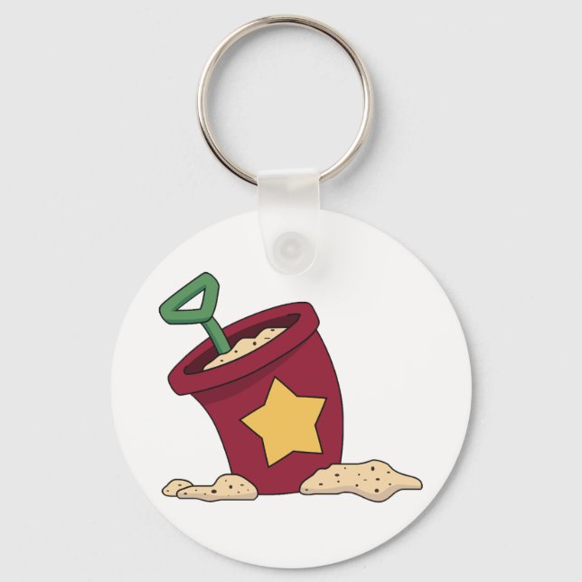 Red Sand Bucket with Star and Shovel Key Ring (Front)