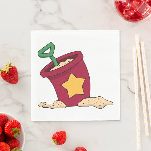 Red Sand Bucket with Star and Shovel Napkin