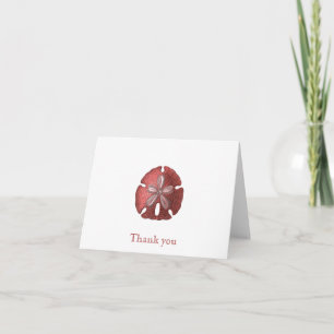 Red Sand Dollar Thank You Note Cards